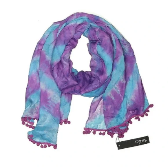 GIPSY 05 Sand Purple/Blue Tie Dyed Sarong Coverup Scarf - Picture 2 of 7